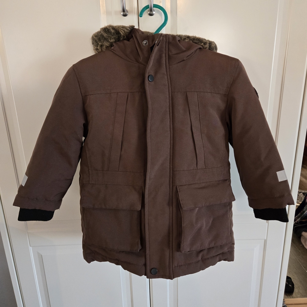 George Brown Hooded Puffer Coat with Faux-Fur Trim